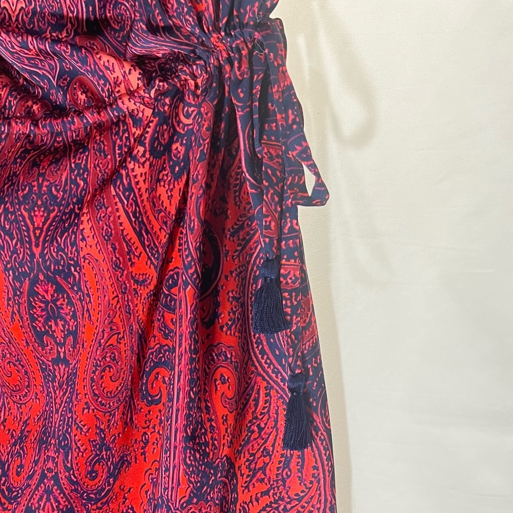 SILK Calypso St Barth  $350 XS Red Navy Romper Dress - Picture 8 of 9